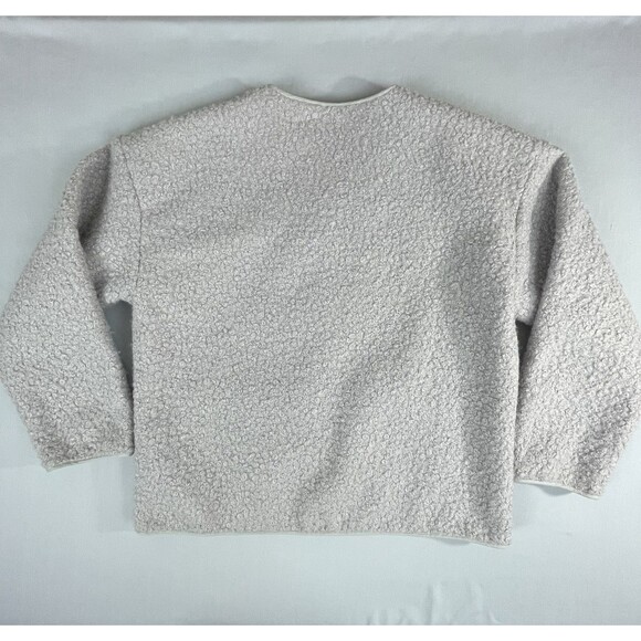 Mod Ref Teddy Sherpa Fleece Button Up Jacket Coat Women’s Large Light Grey - Picture 2 of 16